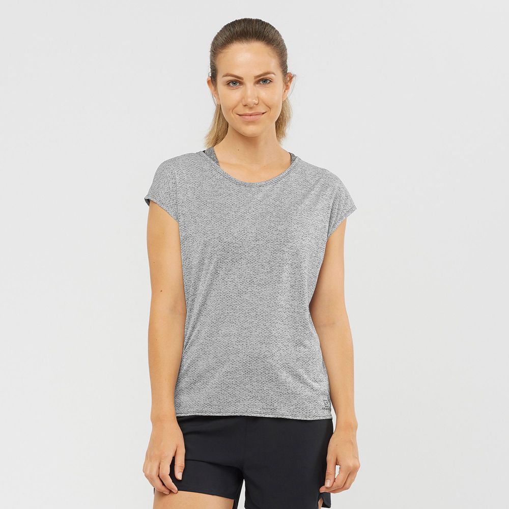 Salomon Israel XA SLEEVE TECH W - Womens T shirts - Grey (QCFT-87506)